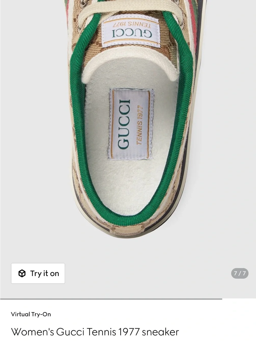 Gucci Beige GG Canvas Low-Top Sneakers with Green and Red Stripe